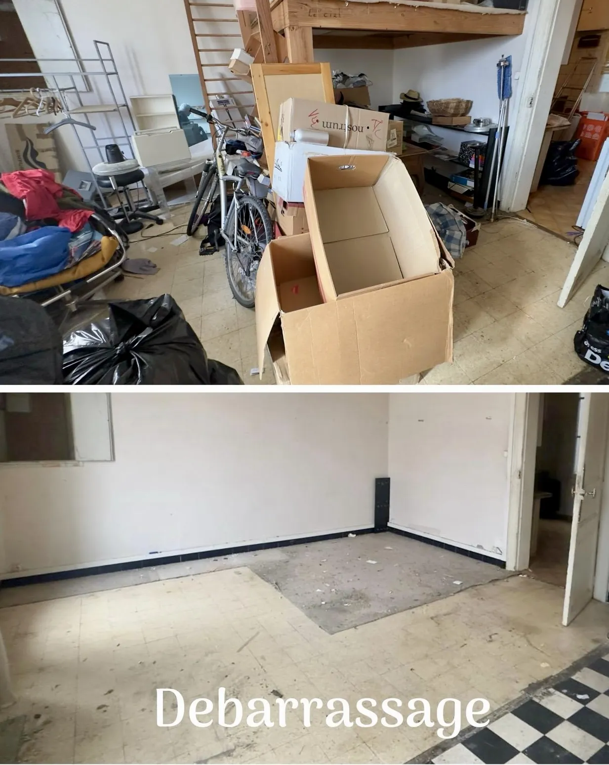 Débarras d'un appartement dans le Gard avant après
