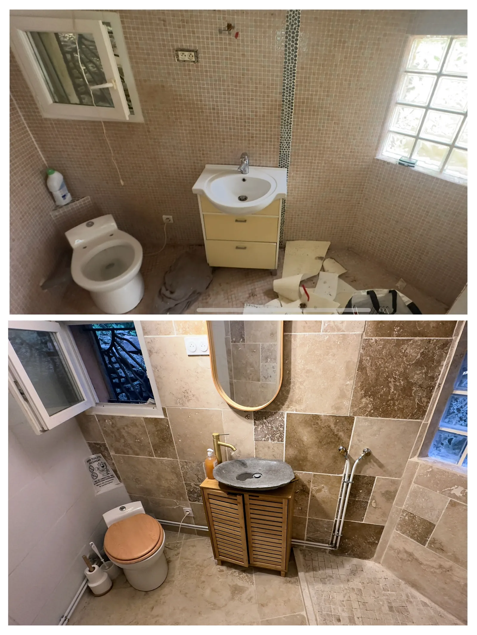 Remise en état complète d'une salle de bain avant après